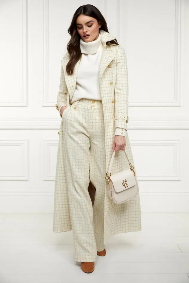 Women In Stock Tailoring Holland Cooper High Waisted Straight Trouser Ivory Sparkle Tweed Women In Stock Tailoring Holland Cooper High Waisted Straight Trouser Ivory Sparkle Tweed