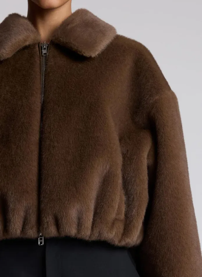 Women Jackets and Coats ALC Esme Faux Fur Jacket Brown