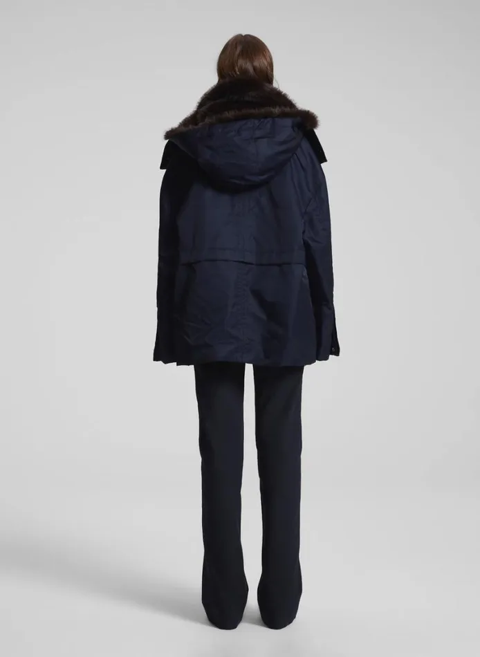 Women Jackets and Coats ALC Nolan Faux Fur Trim Coat Navyromeo