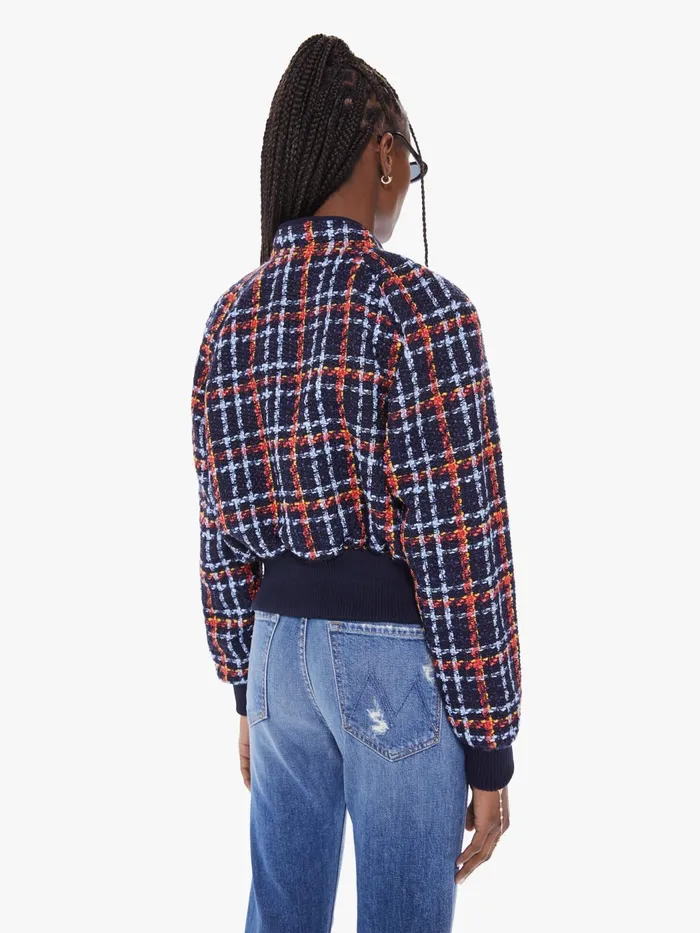 Women Jackets Mother Denim The Mock Neck Ribbed Jacket Navy