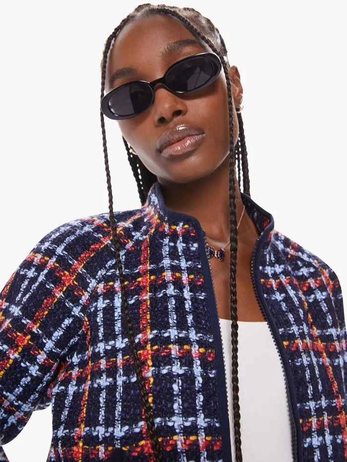 Women Jackets Mother Denim The Mock Neck Ribbed Jacket Navy