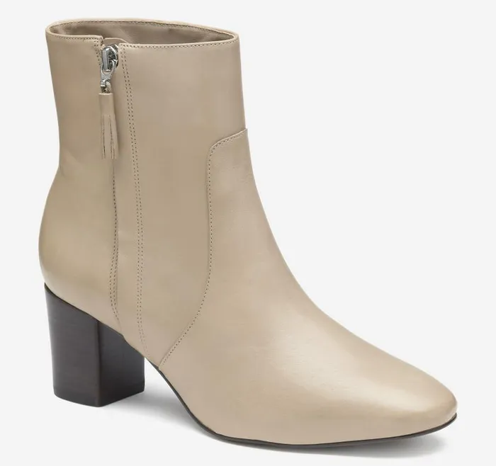 Women Johnston and Murphy Boots and Booties Eleanor SideZip Bootie Beige Calfskin Women Johnston and Murphy Boots and Booties Eleanor SideZip Bootie Beige Calfskin