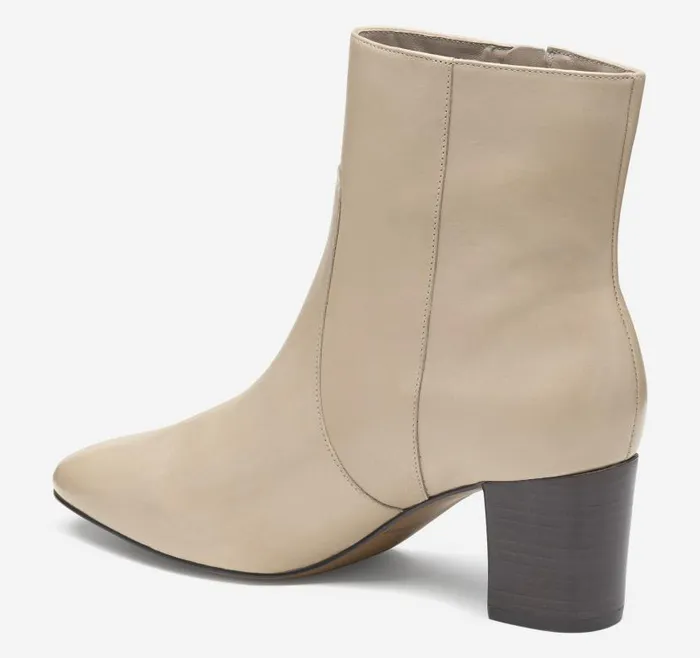 Women Johnston and Murphy Boots and Booties Eleanor SideZip Bootie Beige Calfskin Women Johnston and Murphy Boots and Booties Eleanor SideZip Bootie Beige Calfskin