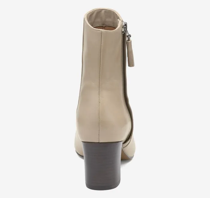 Women Johnston and Murphy Boots and Booties Eleanor SideZip Bootie Beige Calfskin Women Johnston and Murphy Boots and Booties Eleanor SideZip Bootie Beige Calfskin