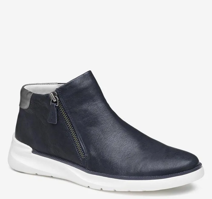 Women Johnston and Murphy Boots and Booties Emery Zip Bootie Navy Washed Italian Sheepskin Women Johnston and Murphy Boots and Booties Emery Zip Bootie Navy Washed Italian Sheepskin