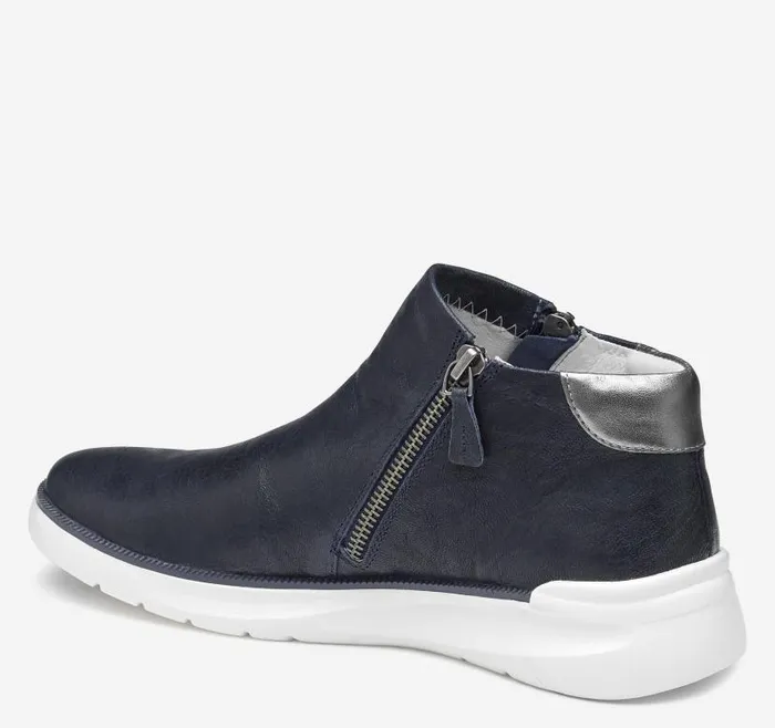 Women Johnston and Murphy Boots and Booties Emery Zip Bootie Navy Washed Italian Sheepskin Women Johnston and Murphy Boots and Booties Emery Zip Bootie Navy Washed Italian Sheepskin