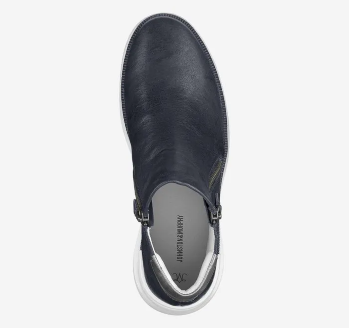 Women Johnston and Murphy Boots and Booties Emery Zip Bootie Navy Washed Italian Sheepskin Women Johnston and Murphy Boots and Booties Emery Zip Bootie Navy Washed Italian Sheepskin