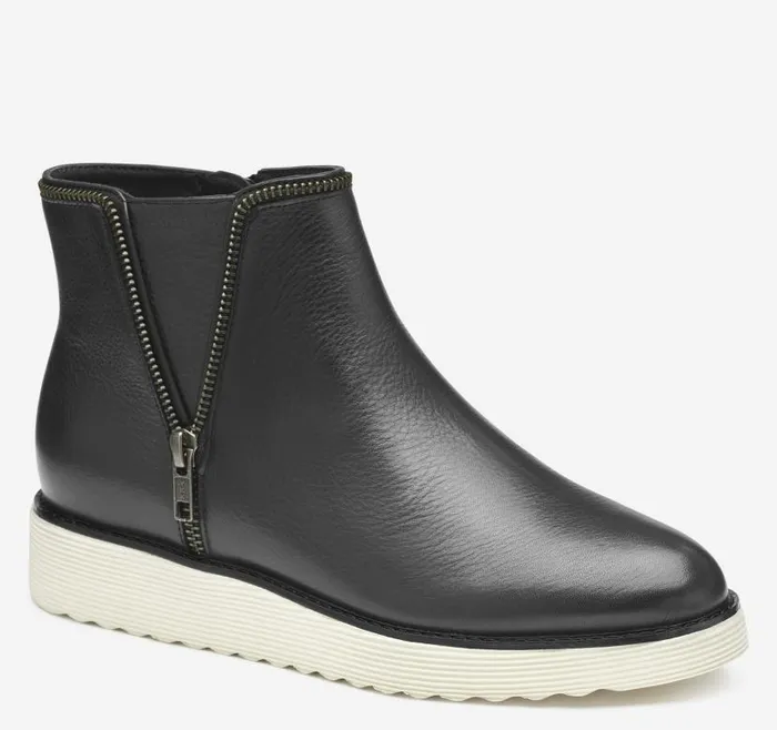 Women Johnston and Murphy Boots and Booties Mitzi Zipper Bootie Black Calfskin Women Johnston and Murphy Boots and Booties Mitzi Zipper Bootie Black Calfskin