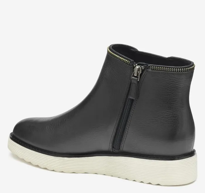 Women Johnston and Murphy Boots and Booties Mitzi Zipper Bootie Black Calfskin Women Johnston and Murphy Boots and Booties Mitzi Zipper Bootie Black Calfskin