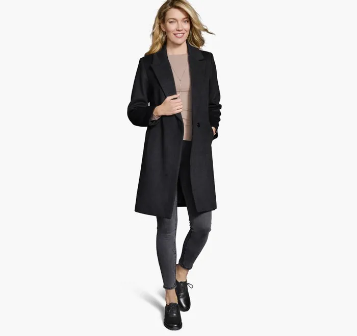 Women Johnston and Murphy Coats Jackets and Vests WoolBlend Coat With Removable Knit Collar Black Women Johnston and Murphy Coats Jackets and Vests WoolBlend Coat With Removable Knit Collar Black