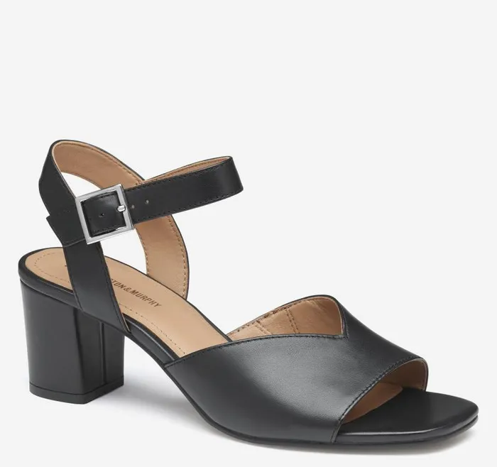Women Johnston and Murphy Heels and Platform Wedges Evelyn AnkleStrap Sandal Black Glove Leather Women Johnston and Murphy Heels and Platform Wedges Evelyn AnkleStrap Sandal Black Glove Leather