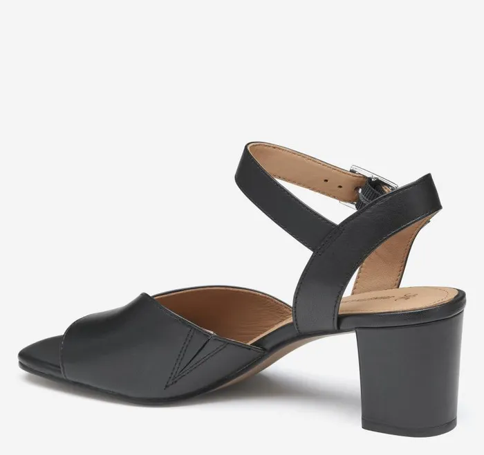 Women Johnston and Murphy Heels and Platform Wedges Evelyn AnkleStrap Sandal Black Glove Leather Women Johnston and Murphy Heels and Platform Wedges Evelyn AnkleStrap Sandal Black Glove Leather
