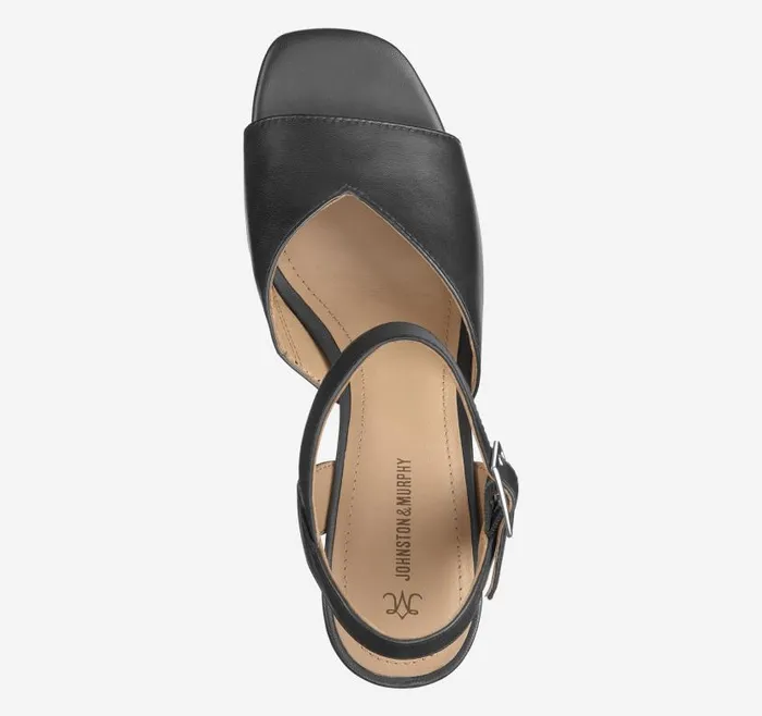 Women Johnston and Murphy Heels and Platform Wedges Evelyn AnkleStrap Sandal Black Glove Leather Women Johnston and Murphy Heels and Platform Wedges Evelyn AnkleStrap Sandal Black Glove Leather