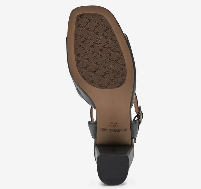 Women Johnston and Murphy Heels and Platform Wedges Evelyn AnkleStrap Sandal Black Glove Leather Women Johnston and Murphy Heels and Platform Wedges Evelyn AnkleStrap Sandal Black Glove Leather