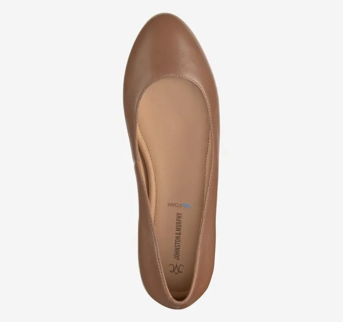 Women Johnston and Murphy Mules and Loafers Delanie Ballet Cognac Glove Leather