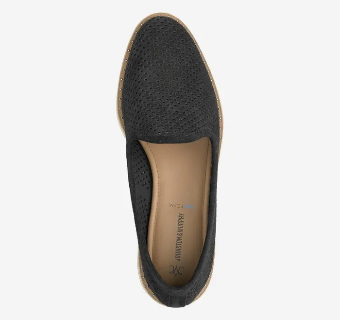 Women Johnston and Murphy Mules and Loafers Mitzi Perfed Venetian Black Suede Women Johnston and Murphy Mules and Loafers Mitzi Perfed Venetian Black Suede