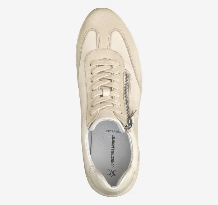 Women Johnston and Murphy Sneakers Gracie SideZip Lace Up Bone Calfskinsuede Women Johnston and Murphy Sneakers Gracie SideZip Lace Up Bone Calfskinsuede