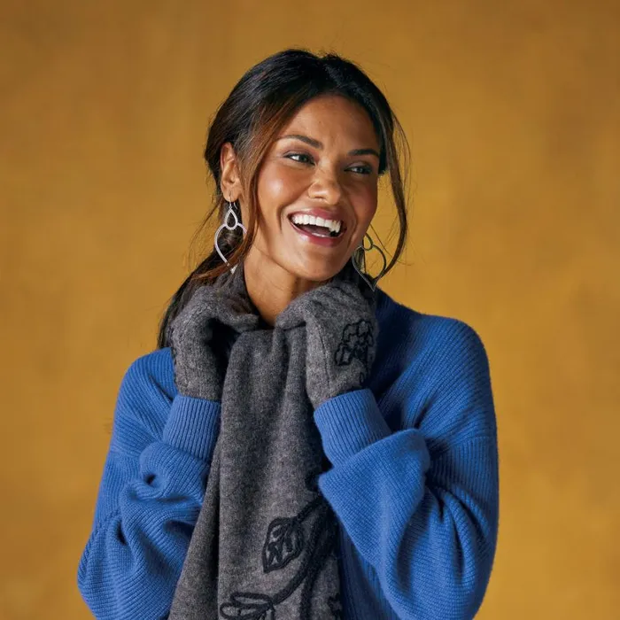 Women Joslyn Embroidered Gloves Gray Sundance Catalog Scarves and Gloves