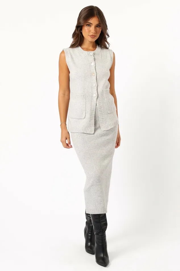Women Kaplan Knitted Set Grey Matching Sets Petal and Pup