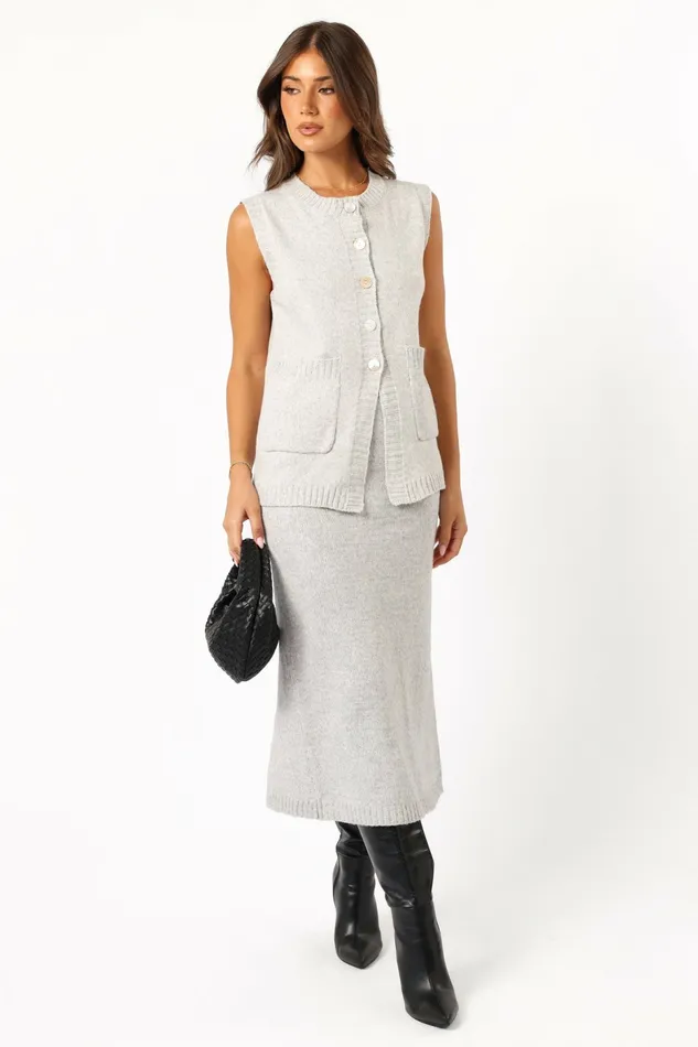Women Kaplan Knitted Set Grey Matching Sets Petal and Pup