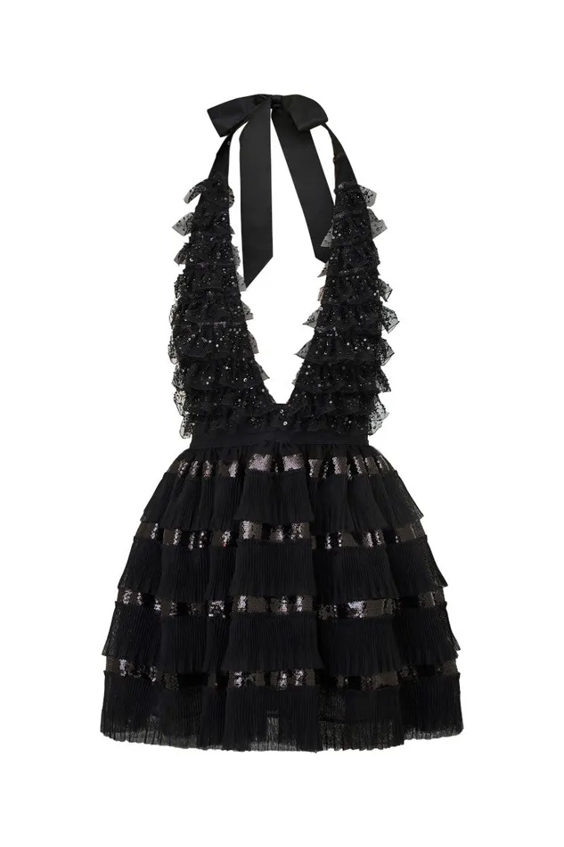 WomenKids LoveShackFancy Dresses Callaia Tulle Mini Halter Dress Black