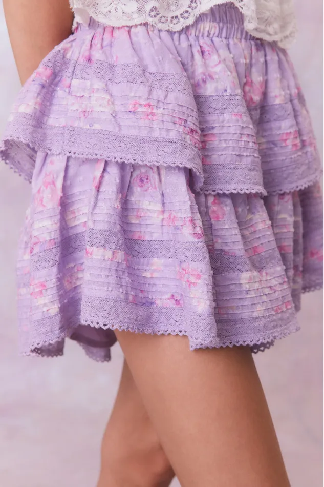 WomenKids LoveShackFancy Skirts Ruffle Mini Signature Fragrance Print Skirt Hibiscus