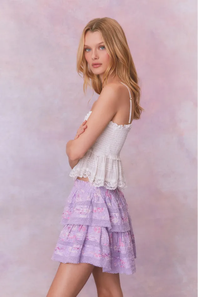 WomenKids LoveShackFancy Skirts Ruffle Mini Signature Fragrance Print Skirt Hibiscus