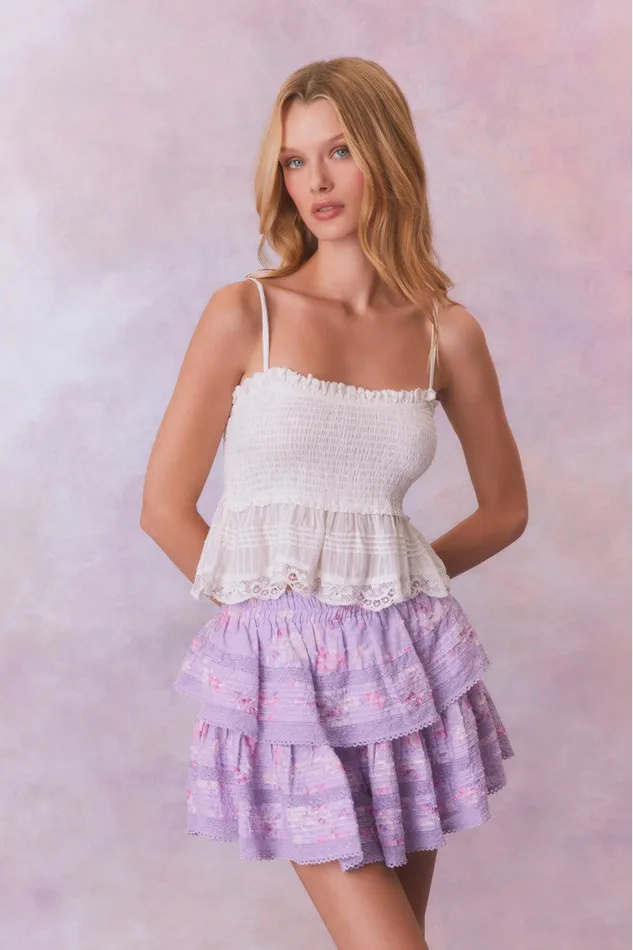 WomenKids LoveShackFancy Skirts Ruffle Mini Signature Fragrance Print Skirt Hibiscus