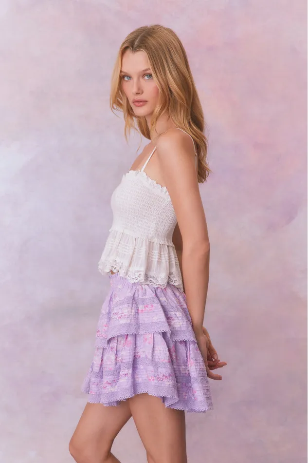 WomenKids LoveShackFancy Skirts Ruffle Mini Signature Fragrance Print Skirt Hibiscus