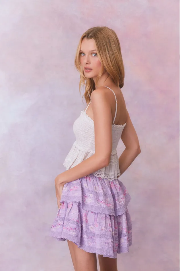 WomenKids LoveShackFancy Skirts Ruffle Mini Signature Fragrance Print Skirt Hibiscus