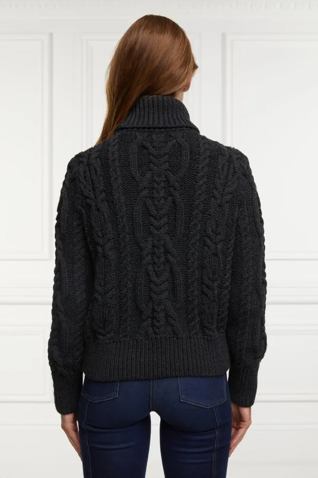 Women Knitwear Holland Cooper Belgravia Cable Knit Dark Grey Marl Women Knitwear Holland Cooper Belgravia Cable Knit Dark Grey Marl