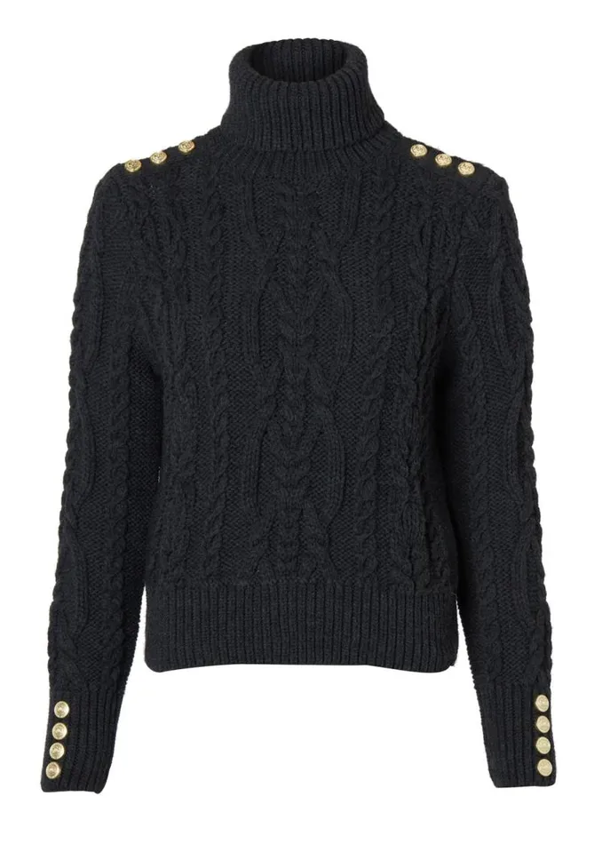 Women Knitwear Holland Cooper Belgravia Cable Knit Dark Grey Marl Women Knitwear Holland Cooper Belgravia Cable Knit Dark Grey Marl