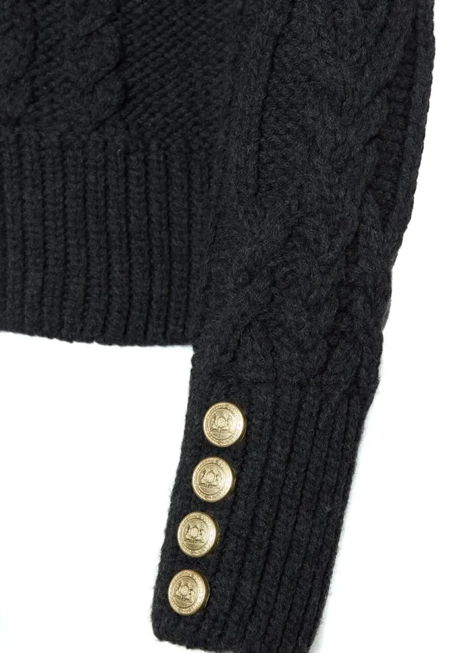 Women Knitwear Holland Cooper Belgravia Cable Knit Dark Grey Marl Women Knitwear Holland Cooper Belgravia Cable Knit Dark Grey Marl
