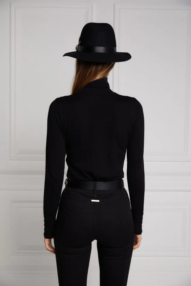 Women Knitwear Holland Cooper Buttoned Knit Roll Neck Black Women Knitwear Holland Cooper Buttoned Knit Roll Neck Black