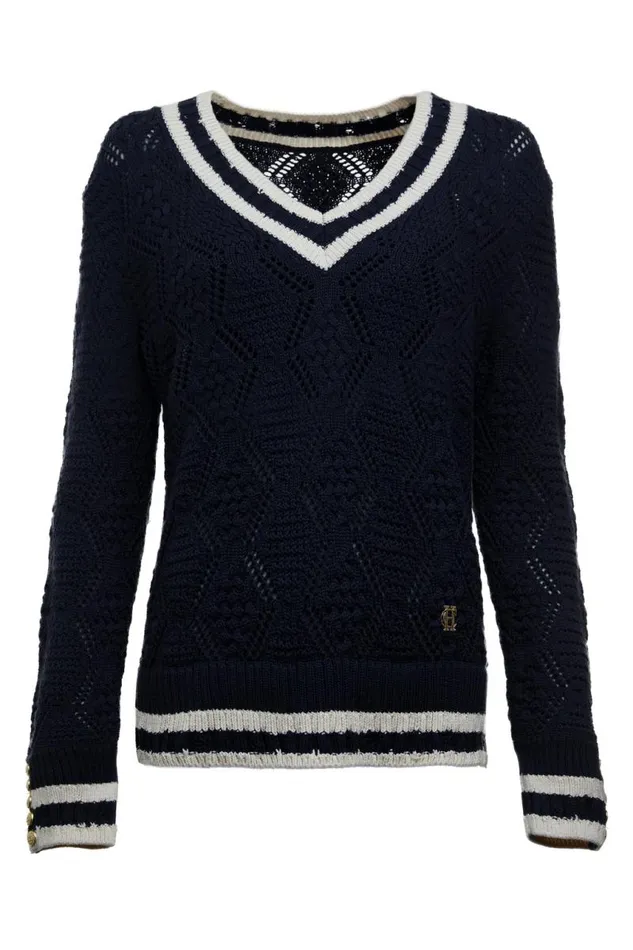 Women Knitwear Holland Cooper Harvard VNeck Knit Ink Navy Women Knitwear Holland Cooper Harvard VNeck Knit Ink Navy