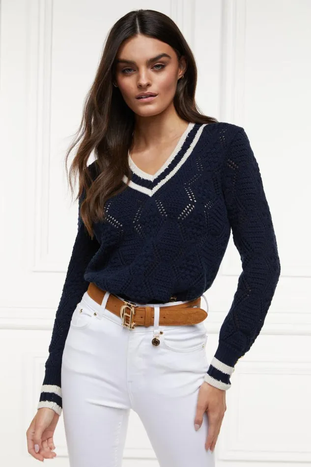 Women Knitwear Holland Cooper Harvard VNeck Knit Ink Navy Women Knitwear Holland Cooper Harvard VNeck Knit Ink Navy