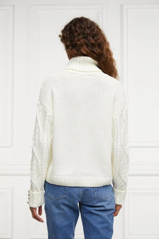 Women Knitwear Holland Cooper Noveli Cable Knit Oyster Women Knitwear Holland Cooper Noveli Cable Knit Oyster