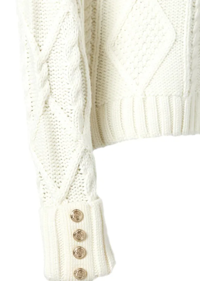 Women Knitwear Holland Cooper Noveli Cable Knit Oyster Women Knitwear Holland Cooper Noveli Cable Knit Oyster
