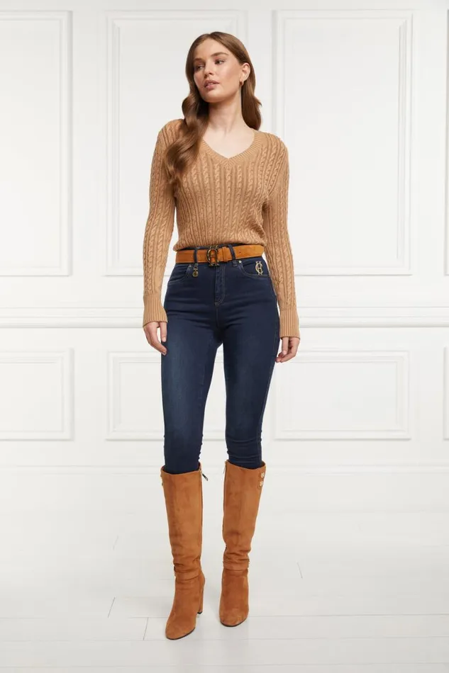 Women Knitwear Holland Cooper Seattle VNeck Knit Dark Camel Women Knitwear Holland Cooper Seattle VNeck Knit Dark Camel