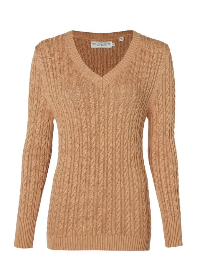 Women Knitwear Holland Cooper Seattle VNeck Knit Dark Camel Women Knitwear Holland Cooper Seattle VNeck Knit Dark Camel
