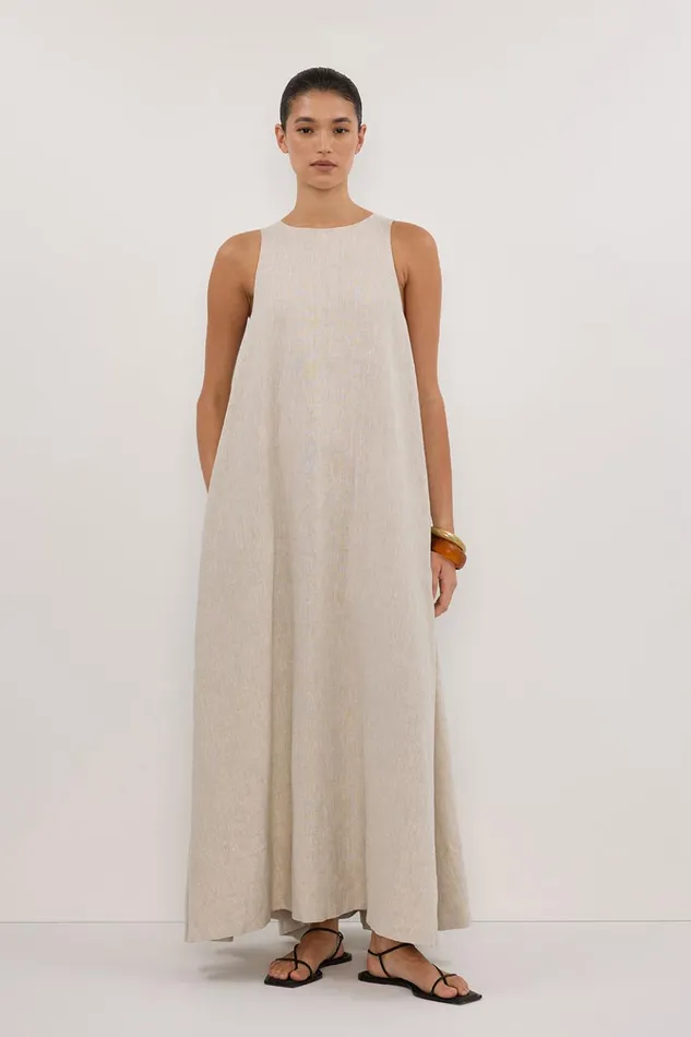Women Linen Dresses DISSH ISABELLE NATURAL LINEN MIDI DRESS