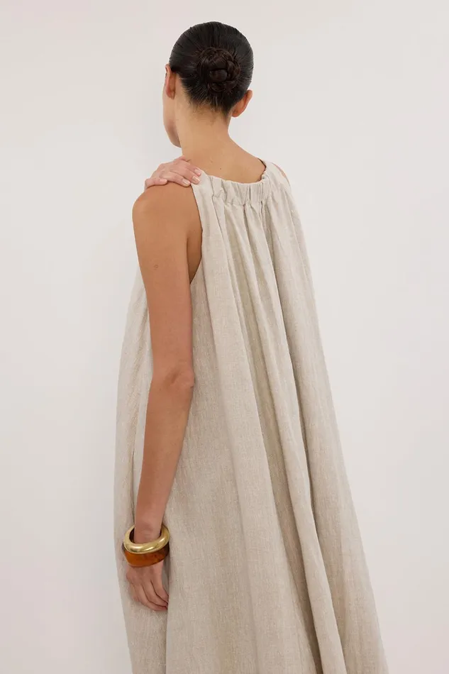 Women Linen Dresses DISSH ISABELLE NATURAL LINEN MIDI DRESS