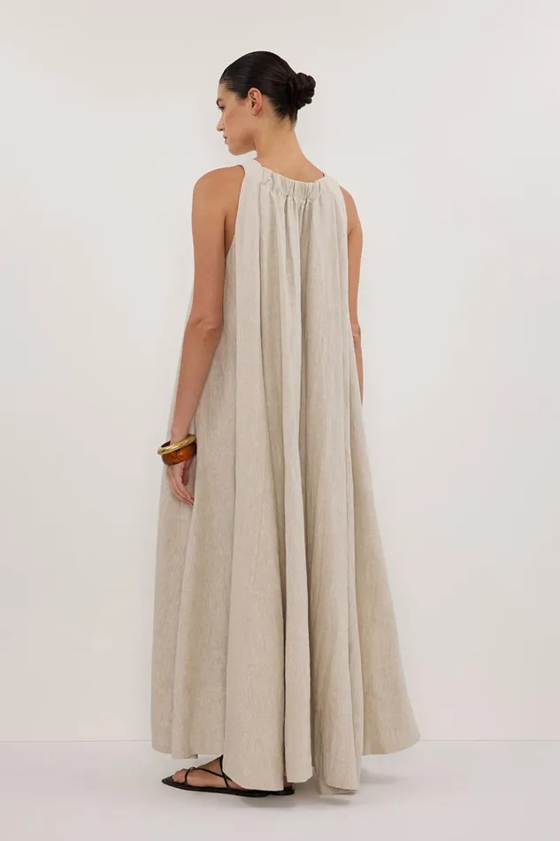 Women Linen Dresses DISSH ISABELLE NATURAL LINEN MIDI DRESS
