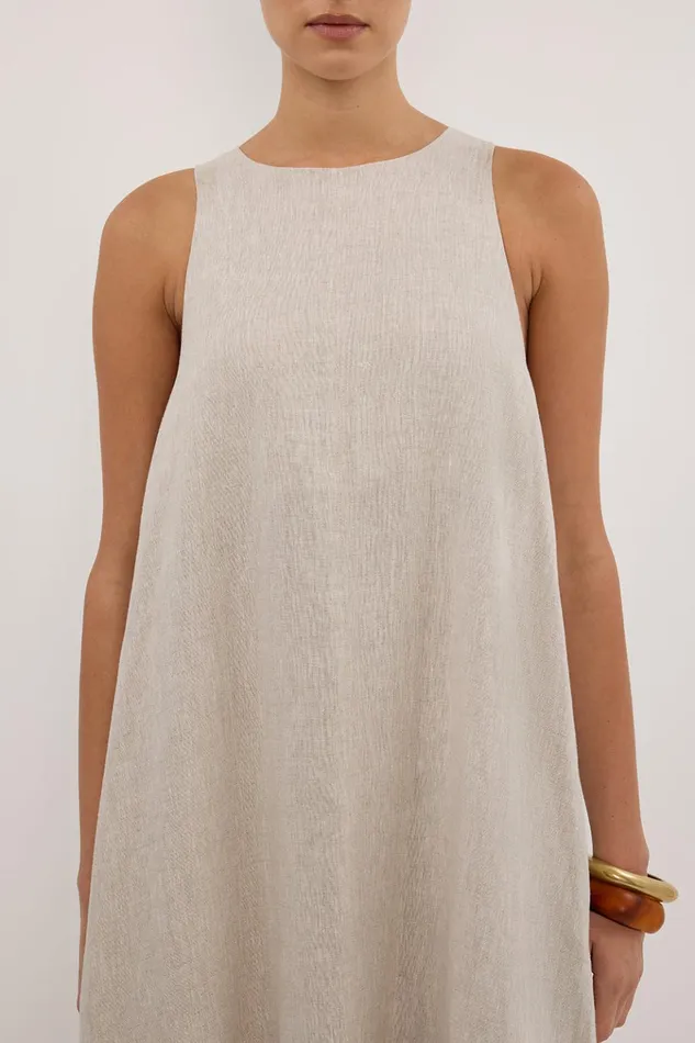 Women Linen Dresses DISSH ISABELLE NATURAL LINEN MIDI DRESS