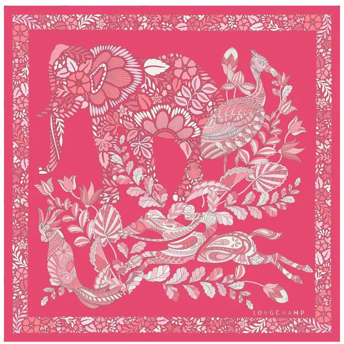 Women Longchamp Fort Longchamp Silk scarf 50 Pink Silk Scarves