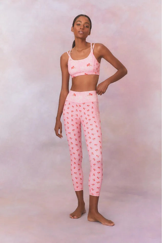 Women LoveShackFancy Active Highland HighWaisted Active Mix Print Legging Rosy Romance