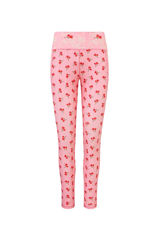 Women LoveShackFancy Active Highland HighWaisted Active Mix Print Legging Rosy Romance