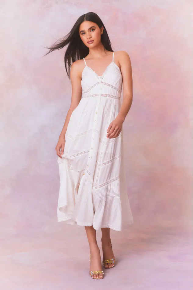 Women LoveShackFancy Dresses Esilda Cotton Midi Dress True White