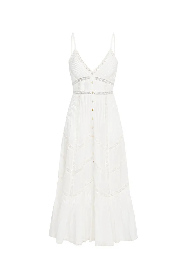 Women LoveShackFancy Dresses Esilda Cotton Midi Dress True White