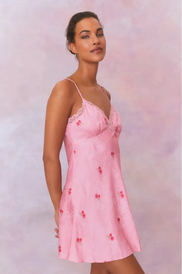 Women LoveShackFancy Dresses Larinda Slip Mini Dress Cherry Pink